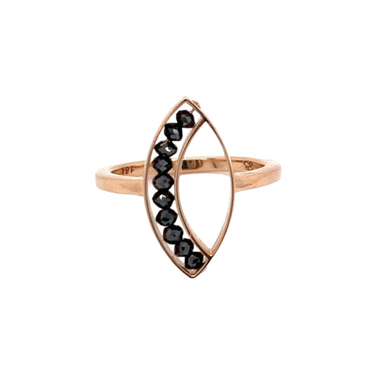 An 18k Rose Gold Black Diamond Marquis Ring