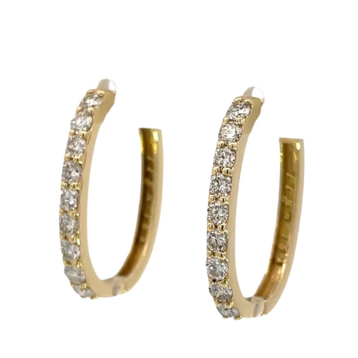 18k Yellow Gold Hoops with White Diamonds