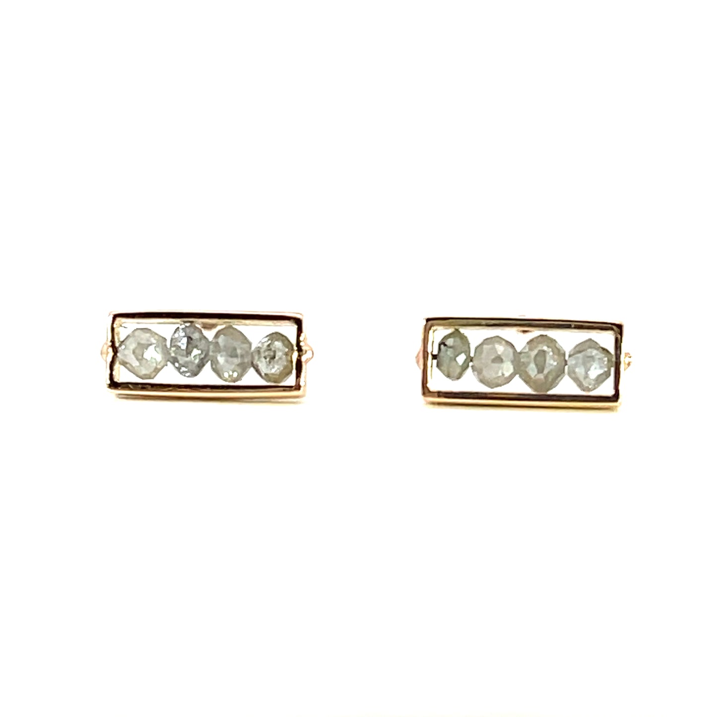 18k Rose Gold Grey Diamond Mini Bar Studs