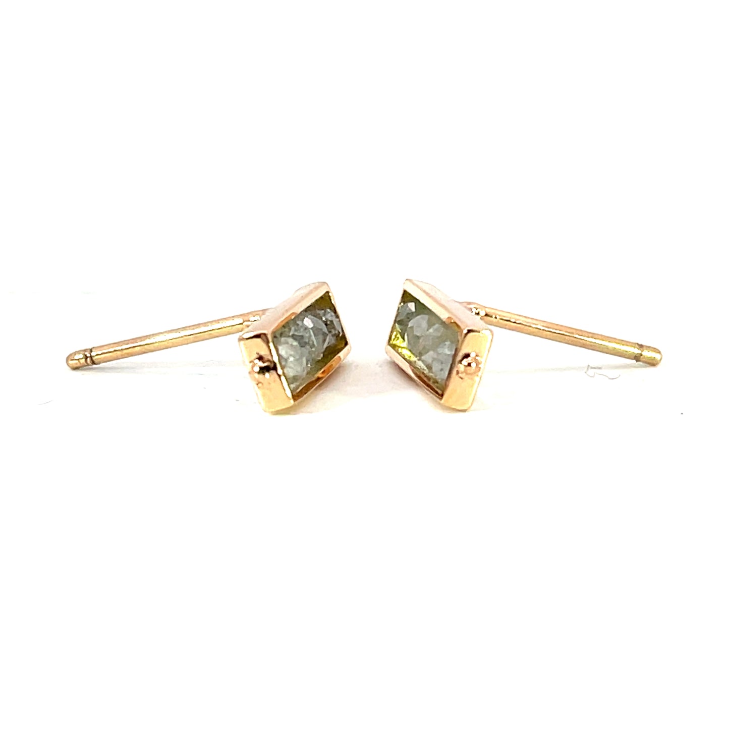 18k Rose Gold Grey Diamond Mini Bar Studs