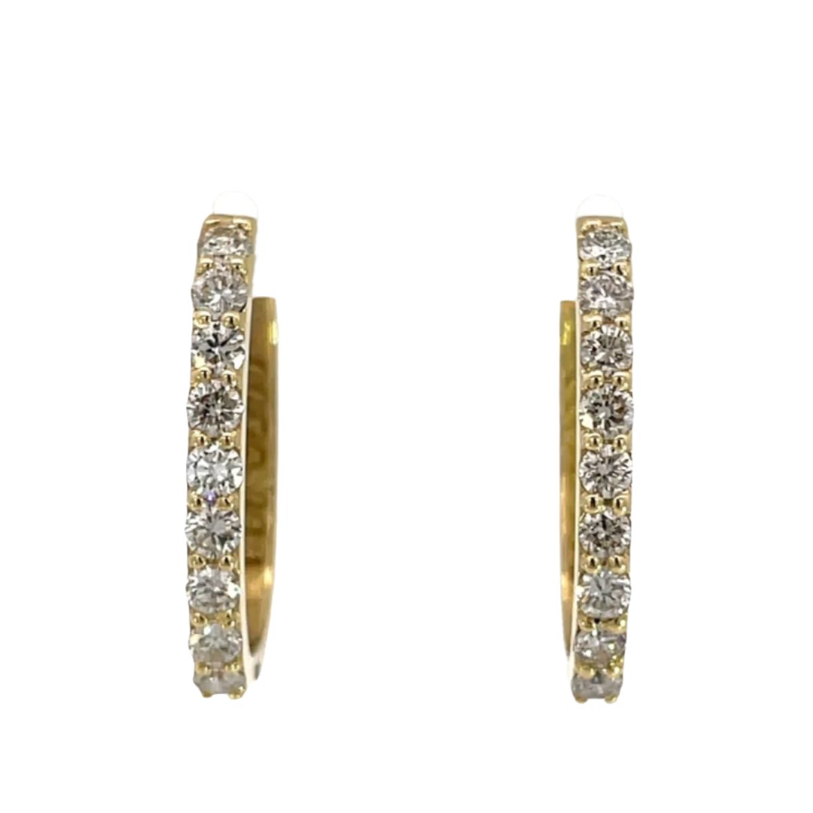 18k Yellow Gold Hoops with White Diamonds