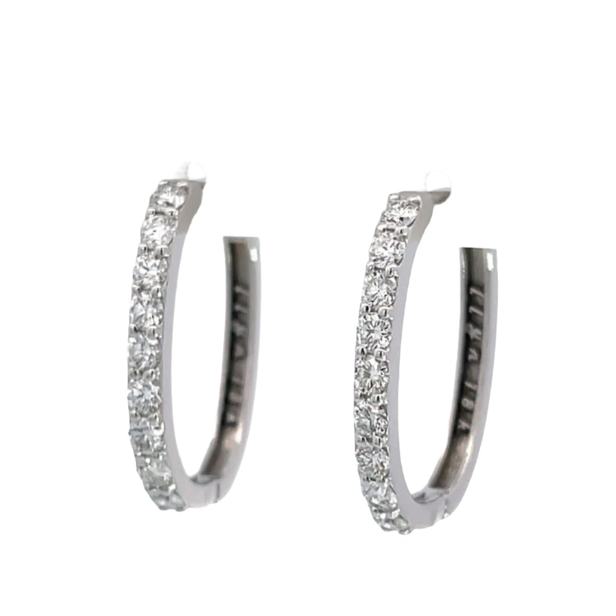 18k White Gold Hoops with White Diamonds