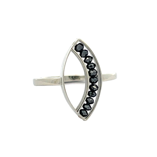 18k White Gold Black Diamond Marquise Ring