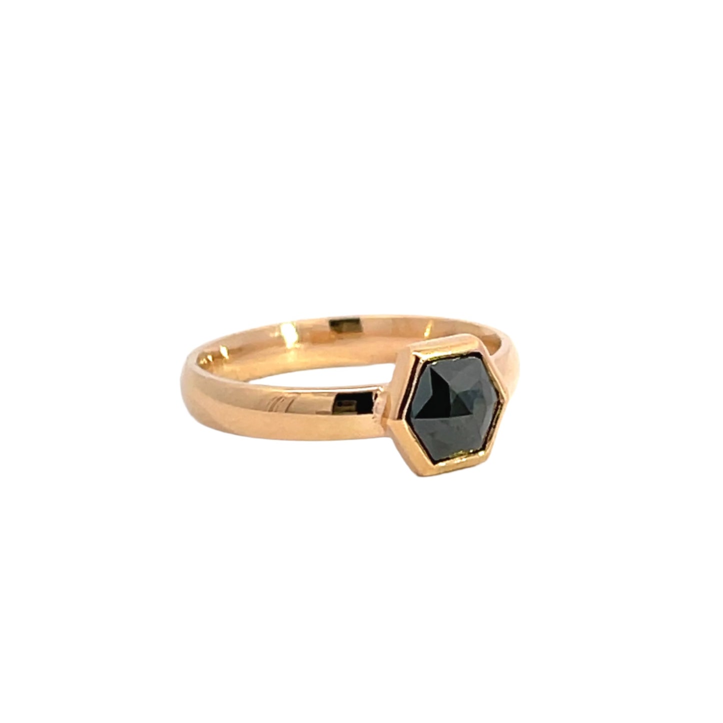 Hexagon Black Diamond Ring