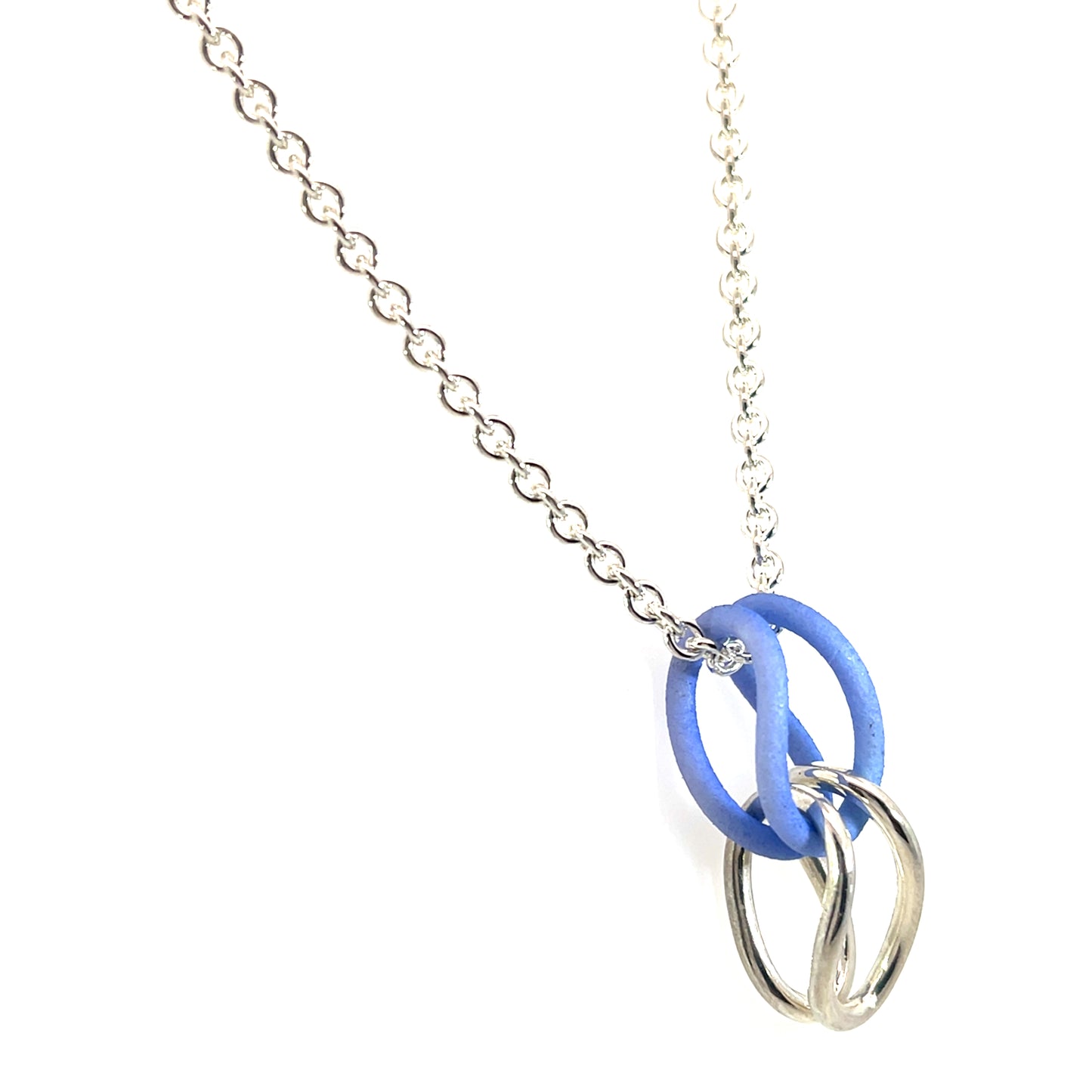 Sterling Silver and Blue Nylon Double Link Pendant