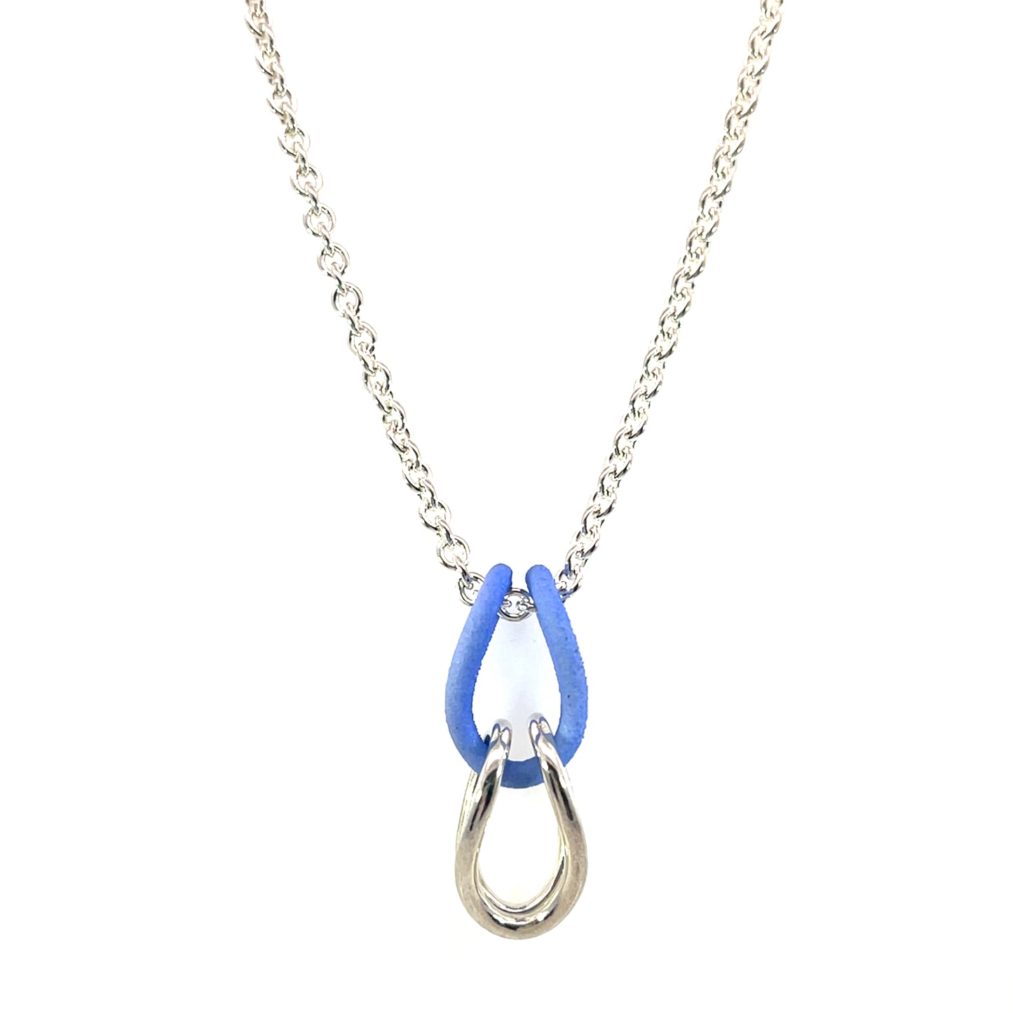 Sterling Silver and Blue Nylon Double Link Pendant