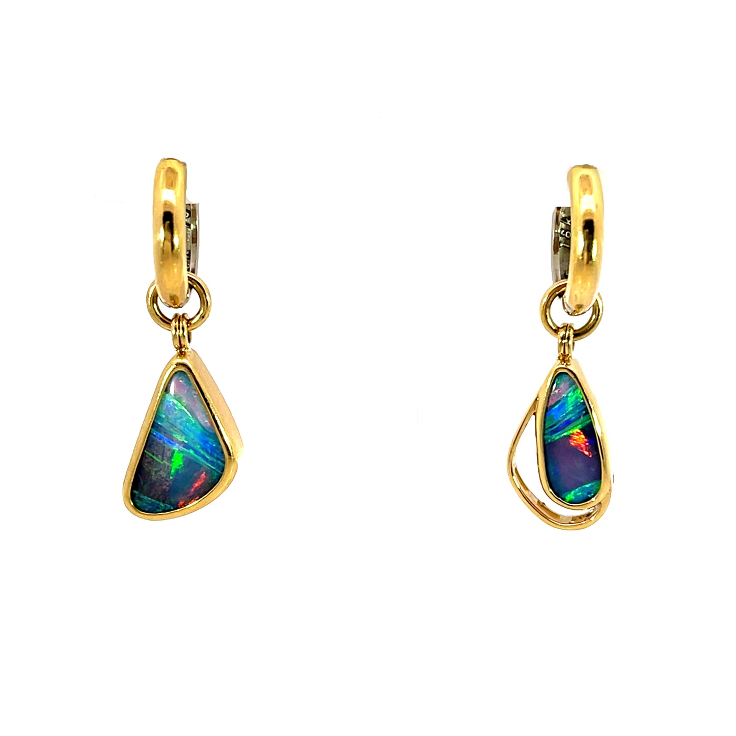 Asymmetrical Yellow Gold Boulder Opal Earring Jackets