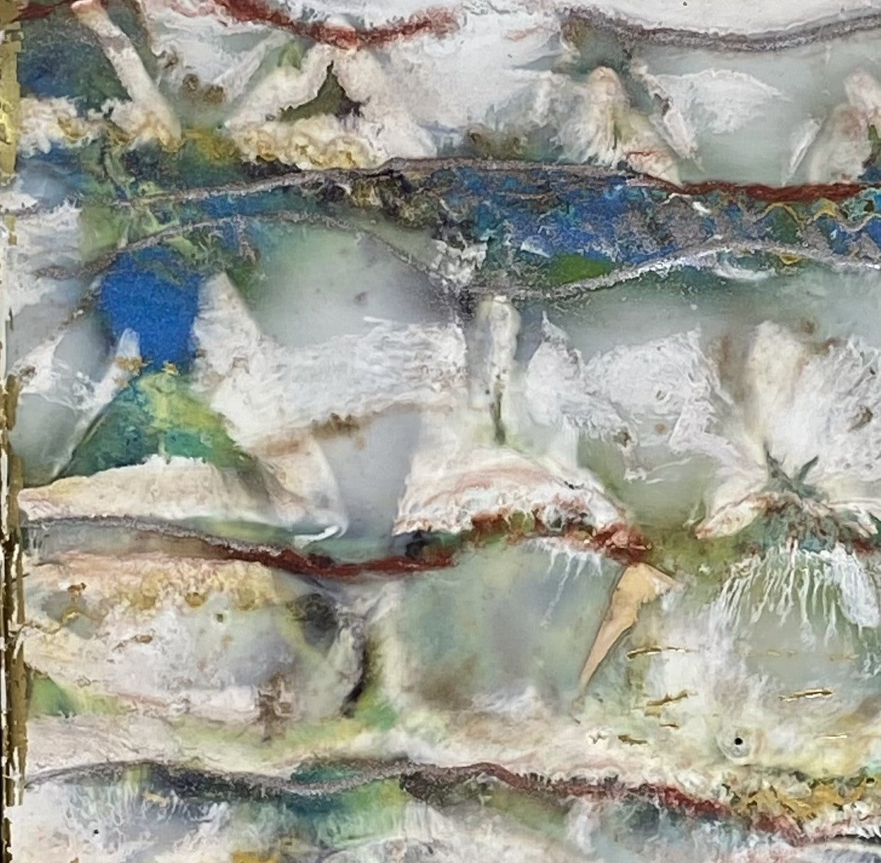 "Birds on a Wire" Encaustic Painting