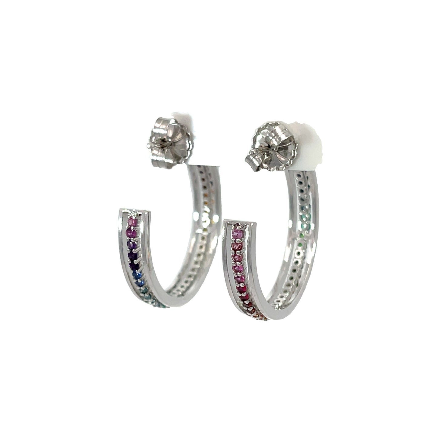 18k White Gold "Equality" Hoops