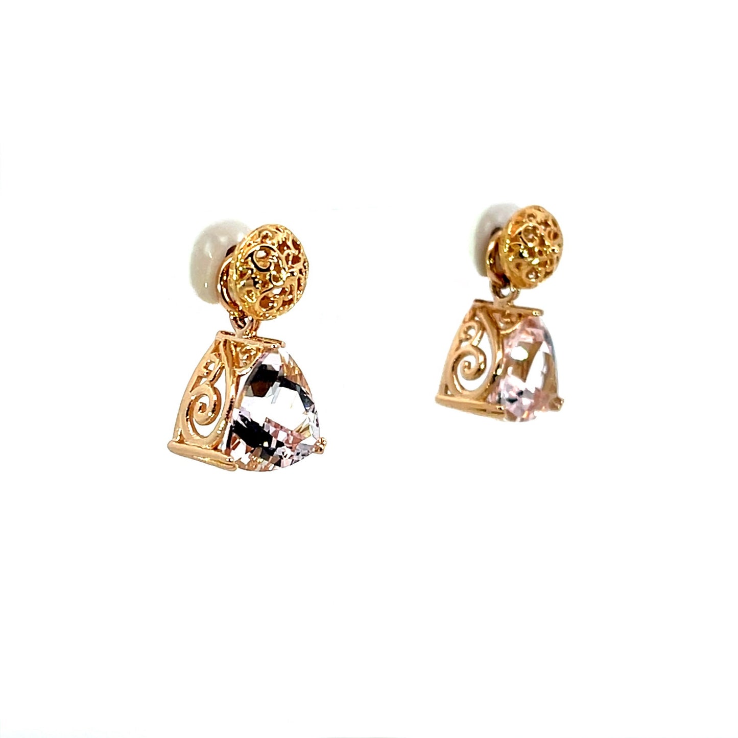 18k Rose Gold Trillion Morganite Earring Jackets