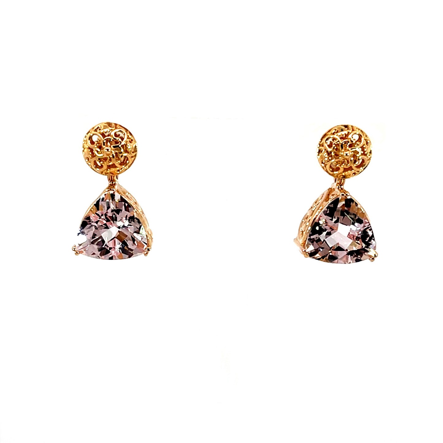 18k Rose Gold Trillion Morganite Earring Jackets