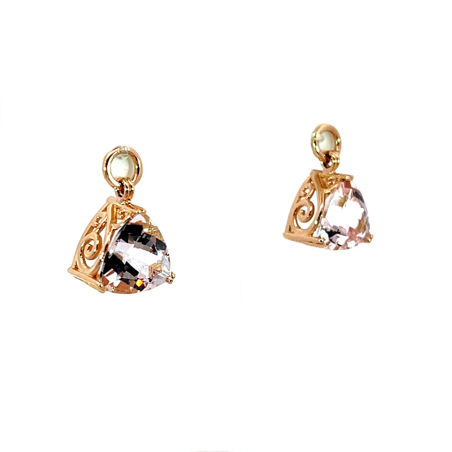 18k Rose Gold Trillion Morganite Earring Jackets