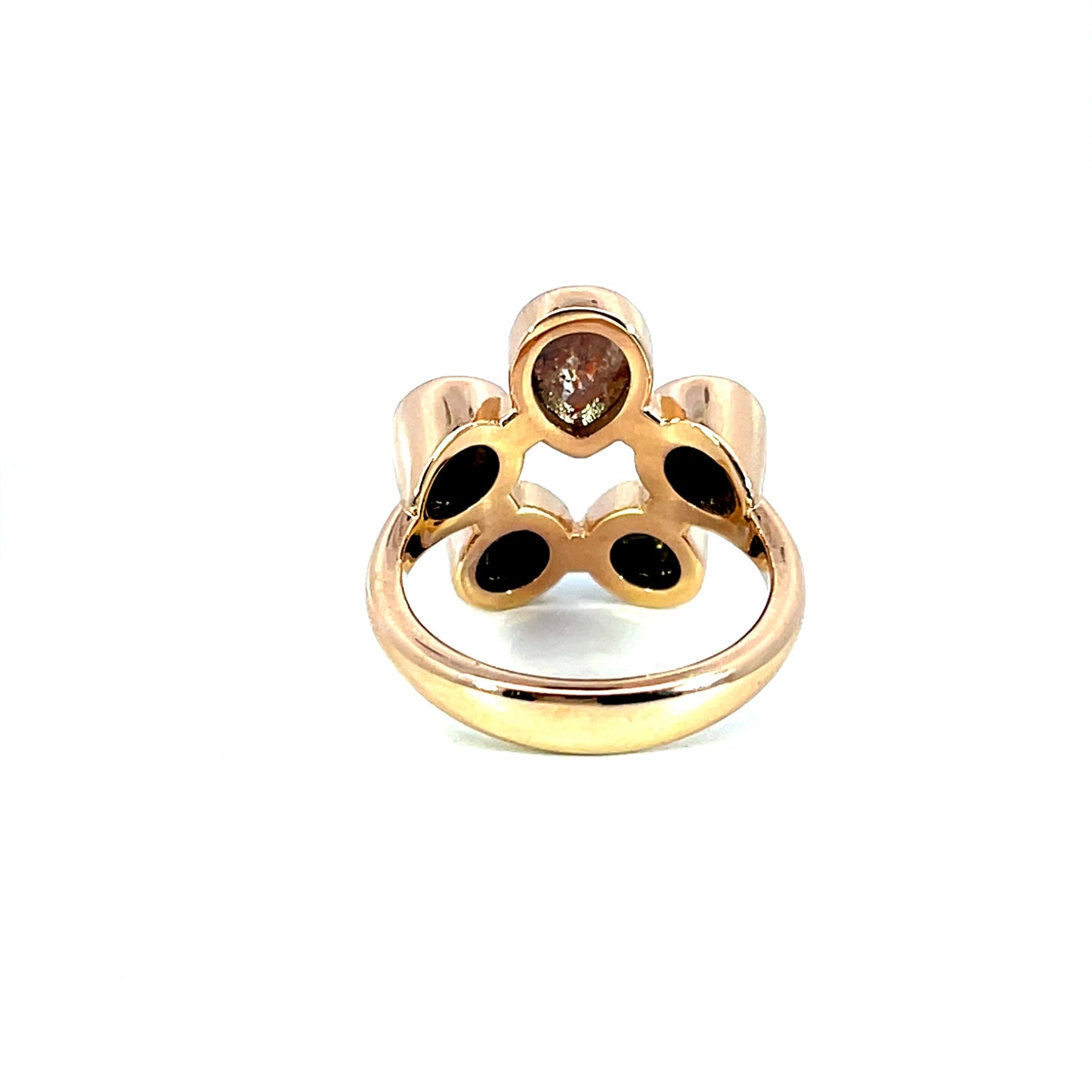 18k Rose Gold Rose Ring with Five Diamonds