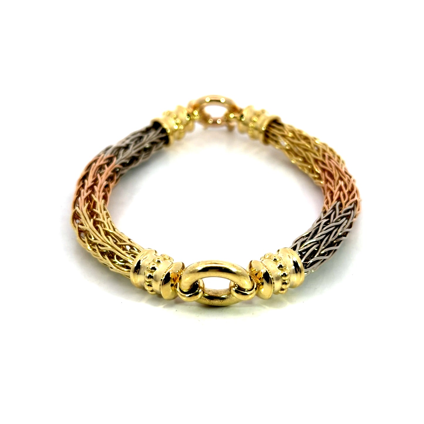 18k Tri-color Gold Roman Chain Bracelet