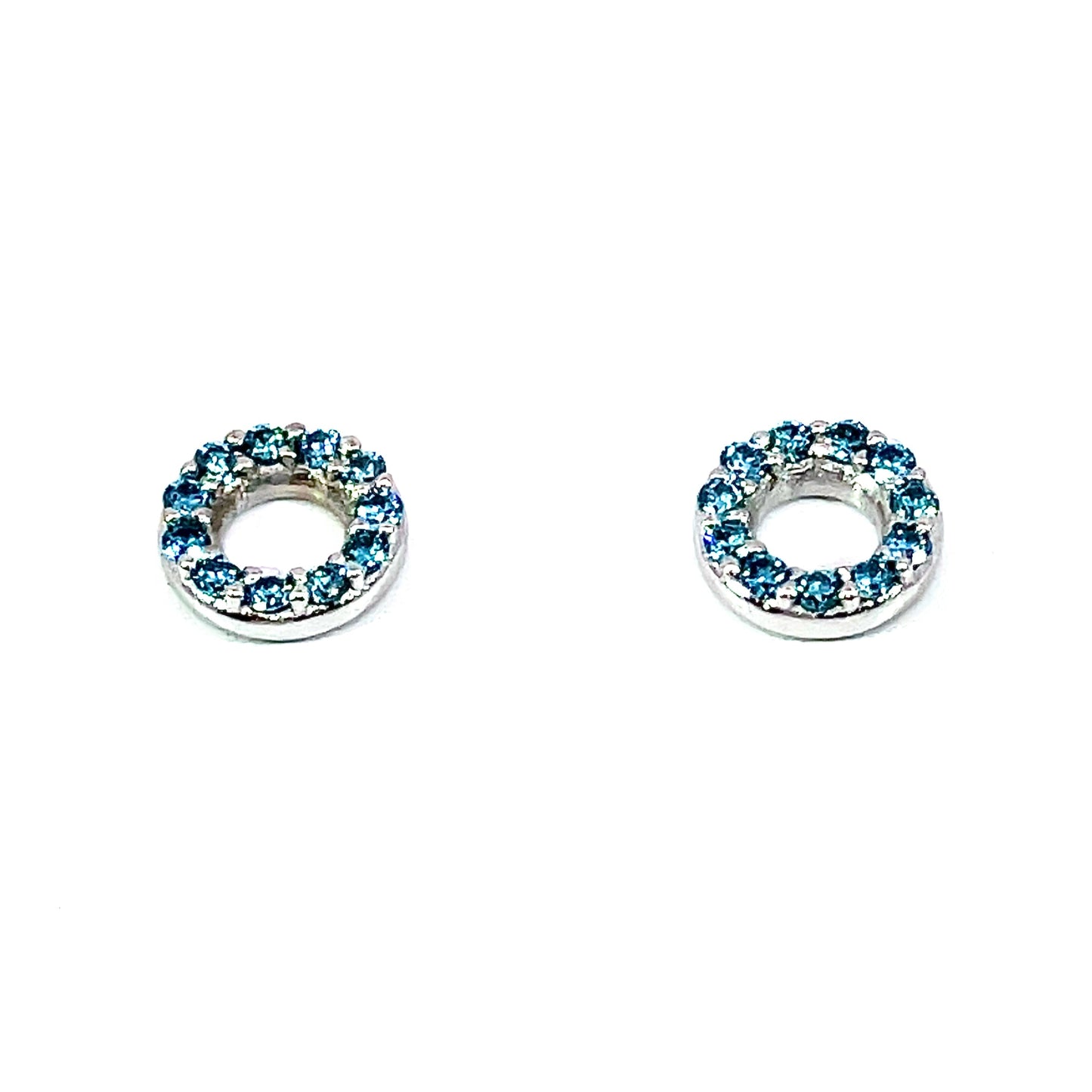 18k White Gold Blue Diamond Sparkle Circles