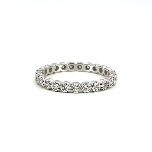 18k White Gold Beaded Anniversary Band with FVS Diamonds
