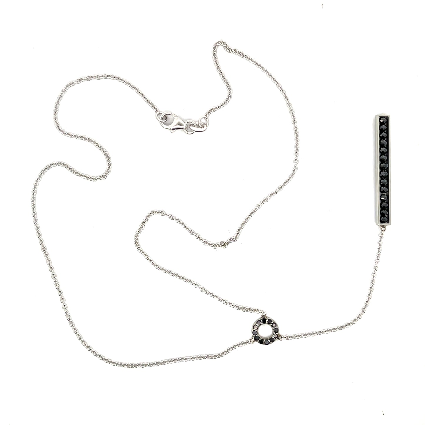 18k White Gold Black Diamond Lariat Necklace