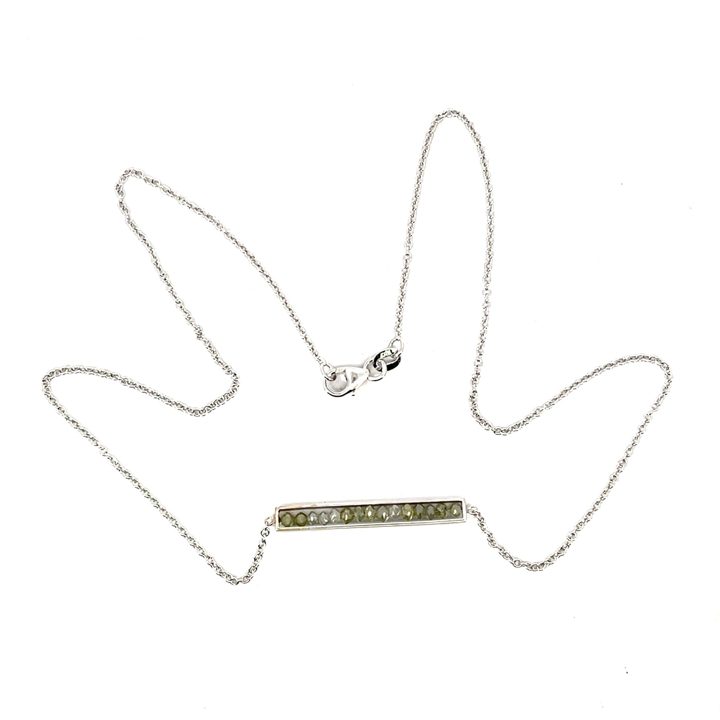 18k White Gold Grey Diamond Bar Necklace