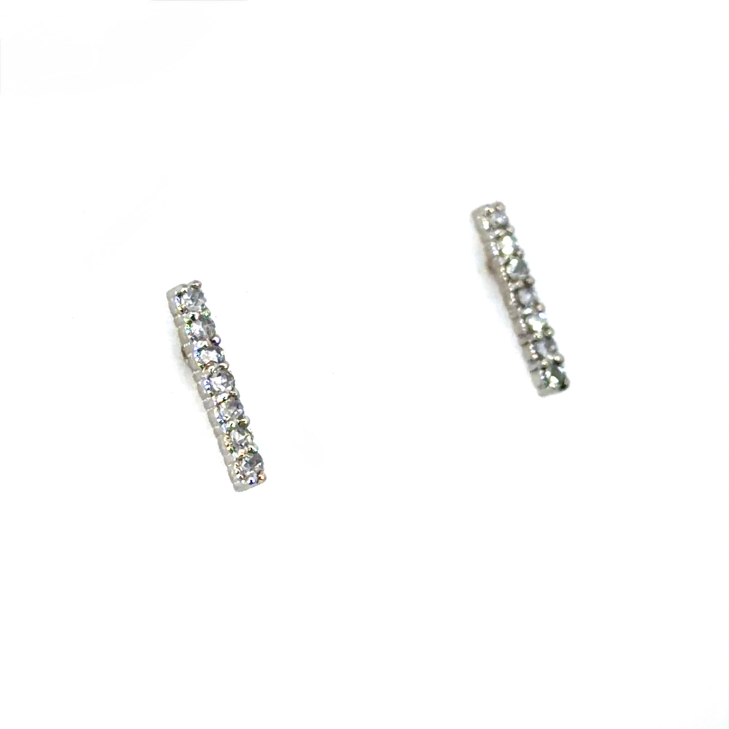 18k White Gold Rose Cut Bar Studs