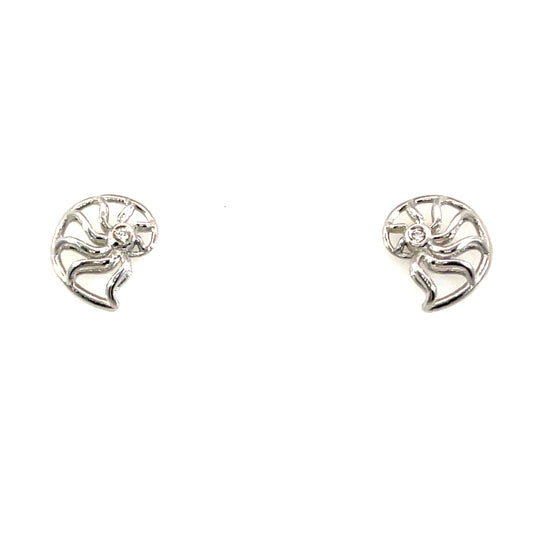 18k White Gold and Diamond Ammonite Studs