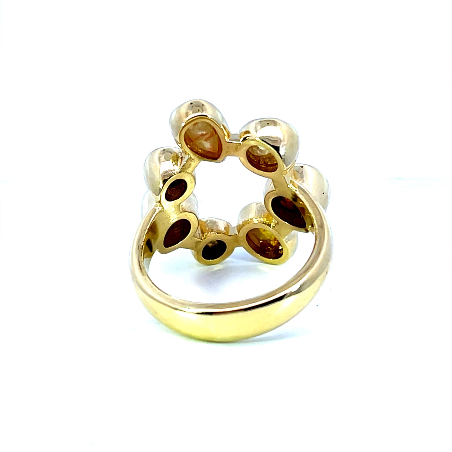 18k Yellow Gold 7 Diamond Rose Ring