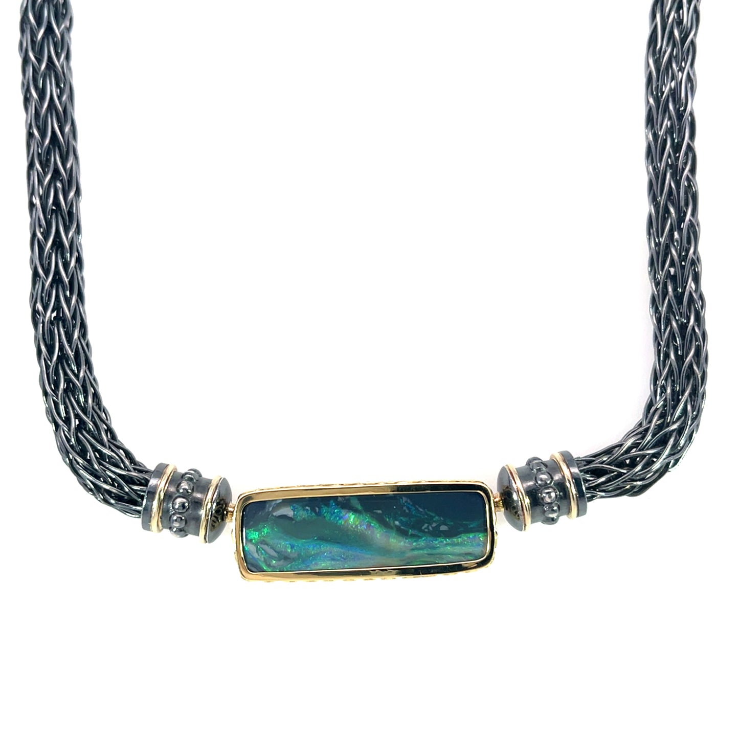 18k Yellow Gold Black Opal Clasp