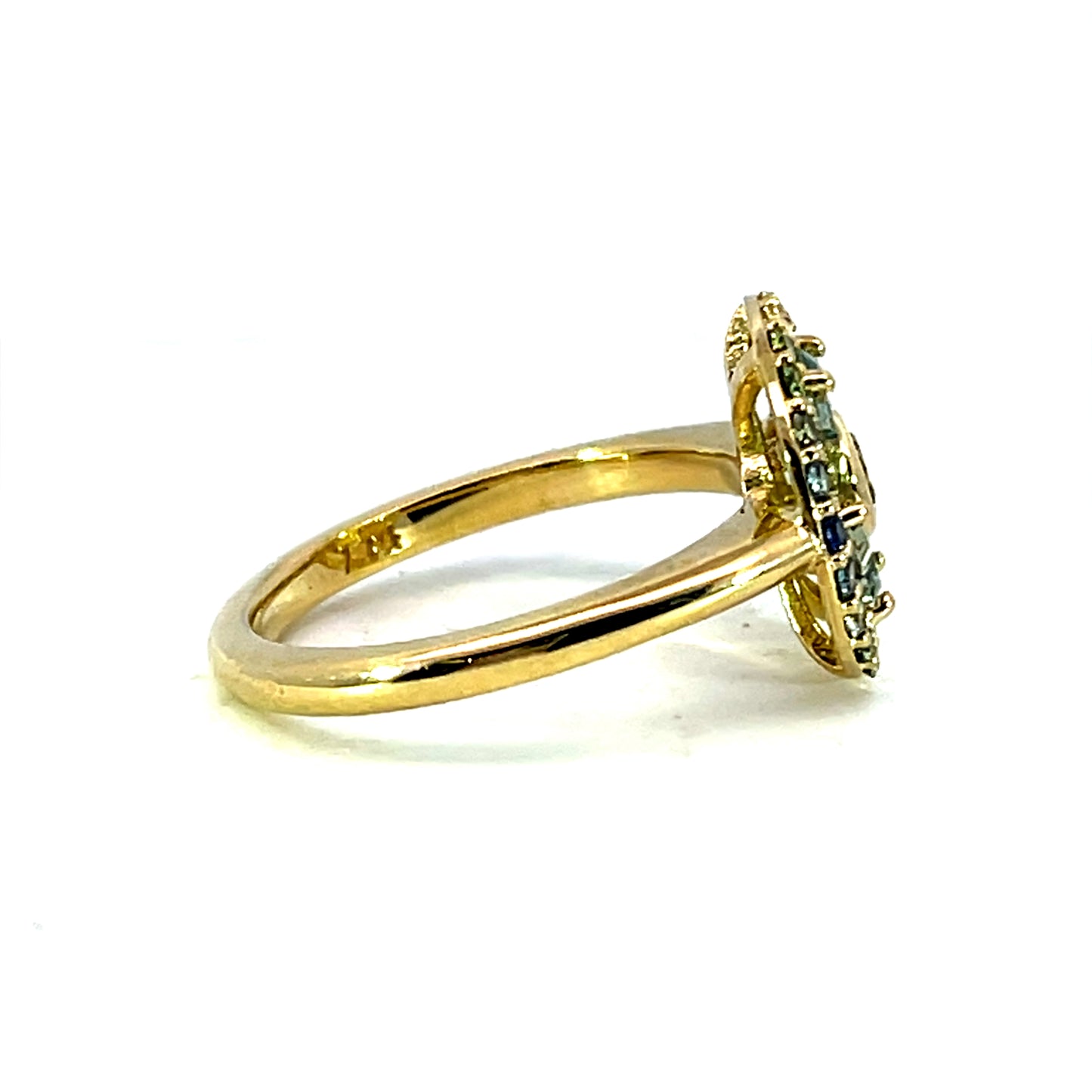 18k Yellow Gold Multicolor Torus Sapphire Ring