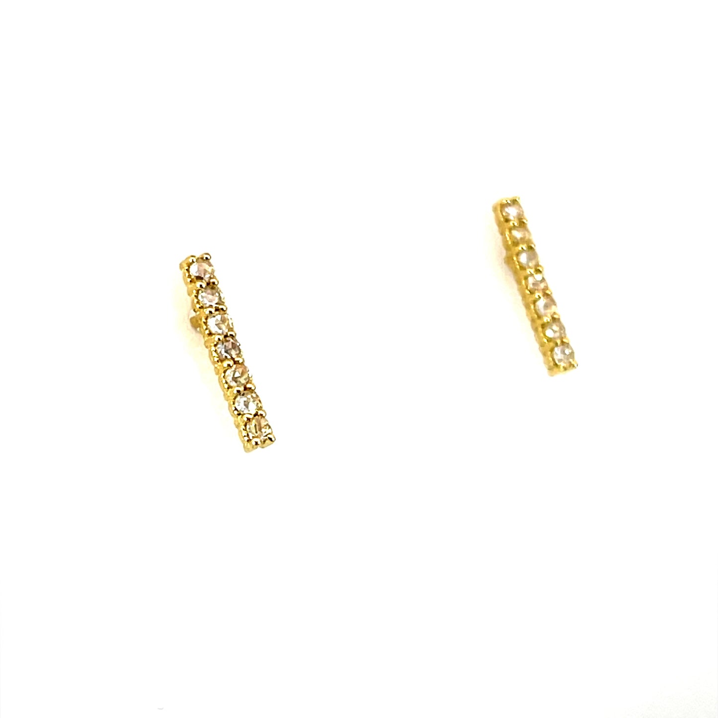 18k Yellow Gold Rose Cut Bar Studs