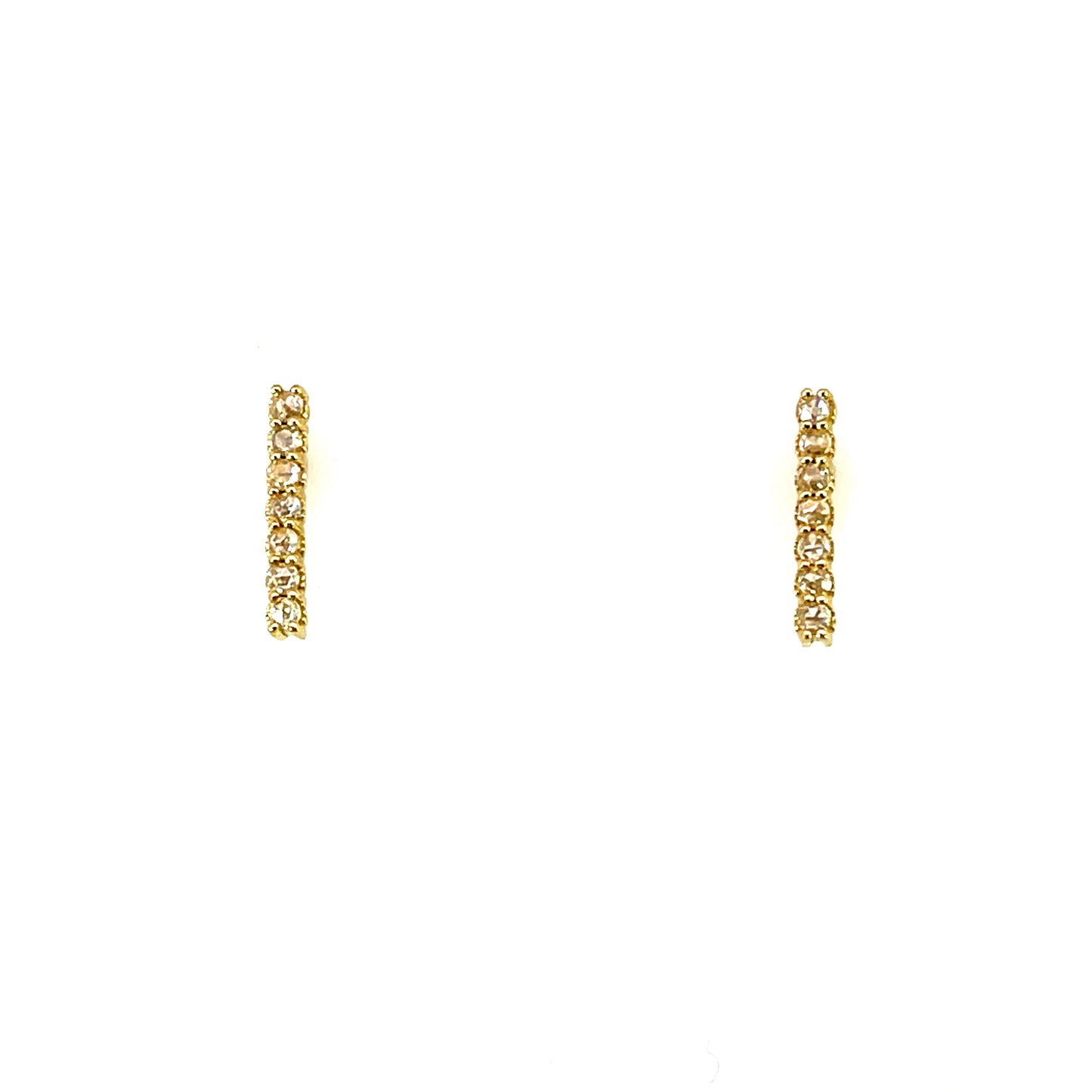 18k Yellow Gold Rose Cut Bar Studs