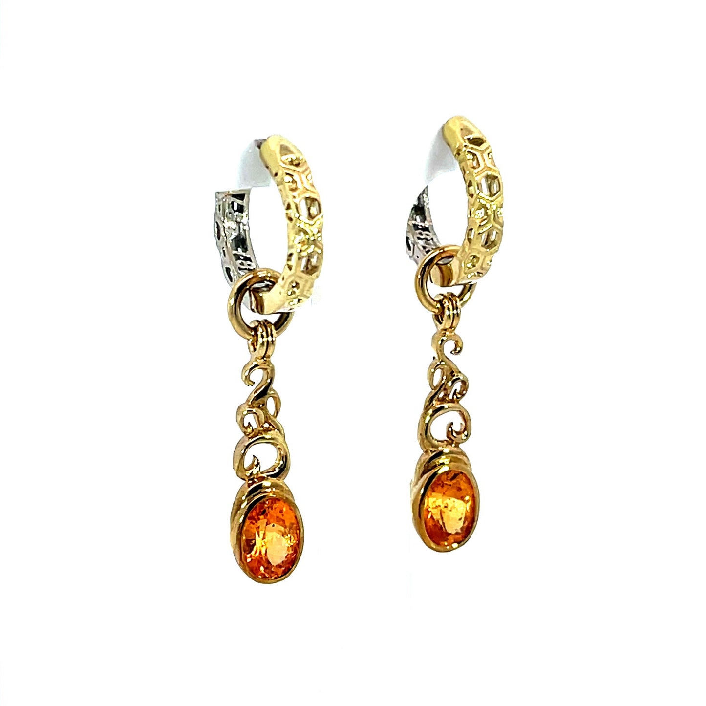 18k Yellow Gold Spessartite Garnet Earring Jackets