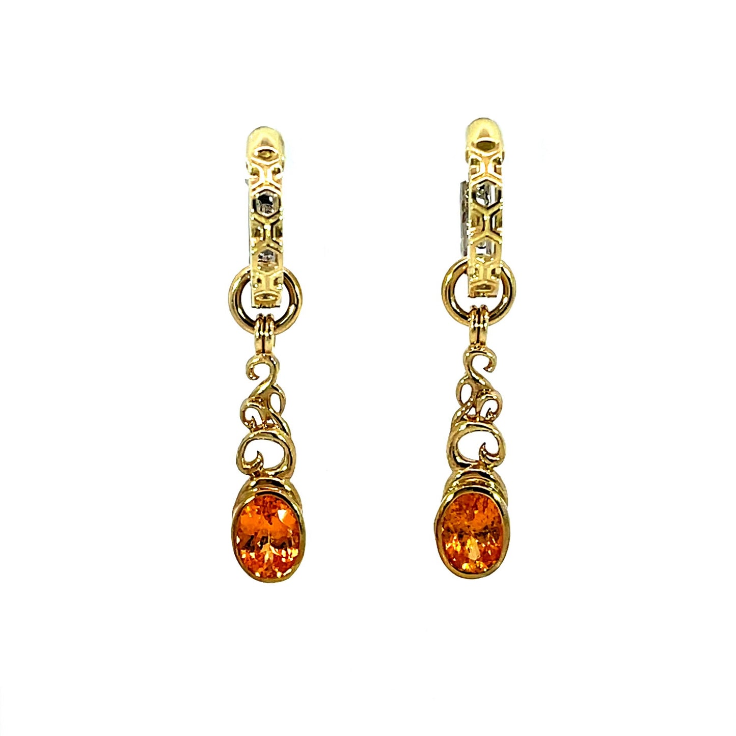 18k Yellow Gold Spessartite Garnet Earring Jackets