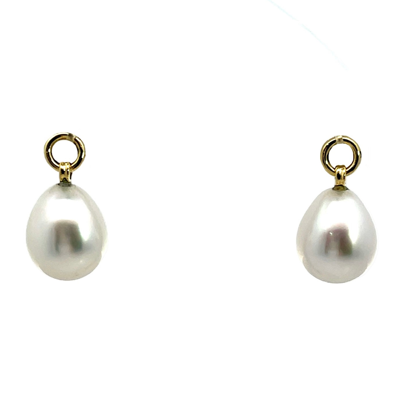 18k Yellow Gold South Sea White Pearl Earring Jackets