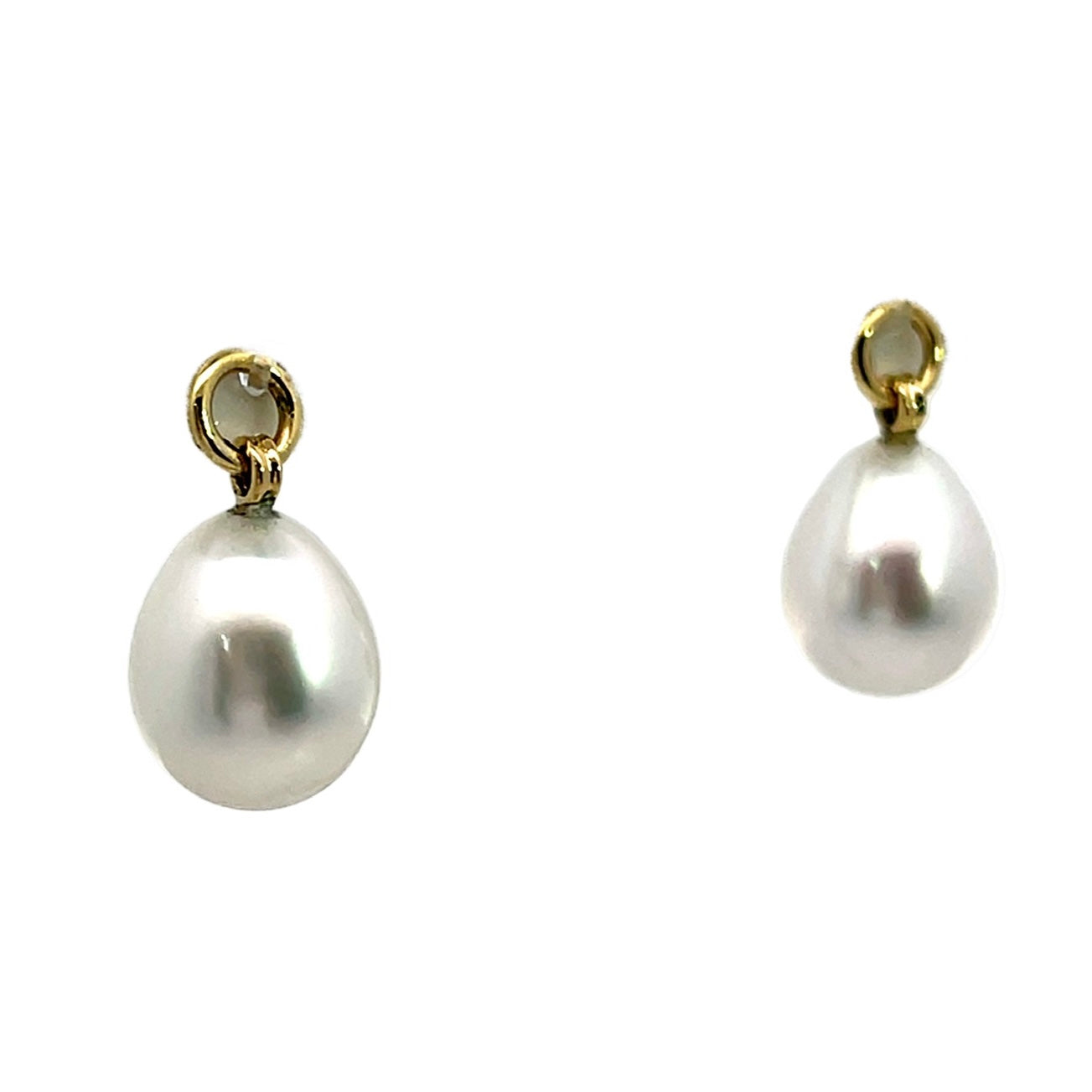 18k Yellow Gold South Sea White Pearl Earring Jackets