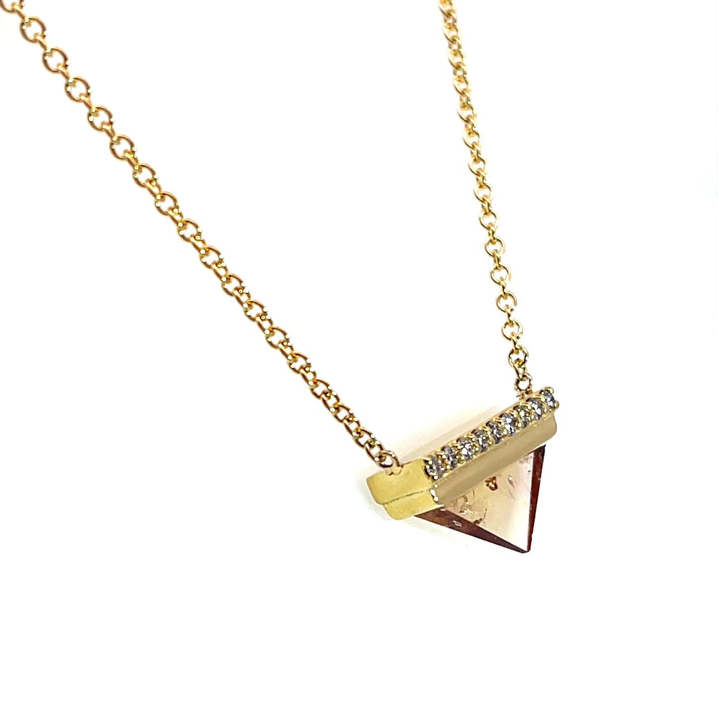 18k Yellow Gold Topaz Triangle Necklace
