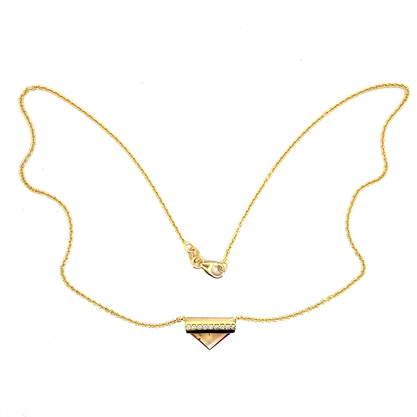 18k Yellow Gold Topaz Triangle Necklace