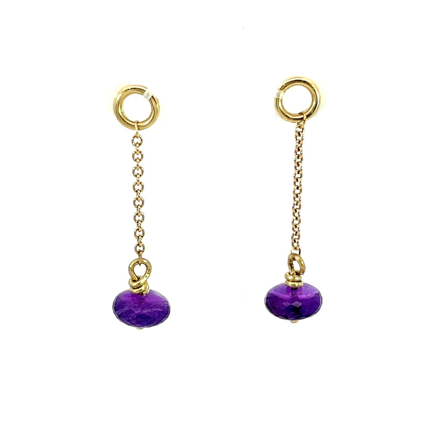 18k Yellow Gold and Zambia Amethyst Bead Dangle Earring Jackets