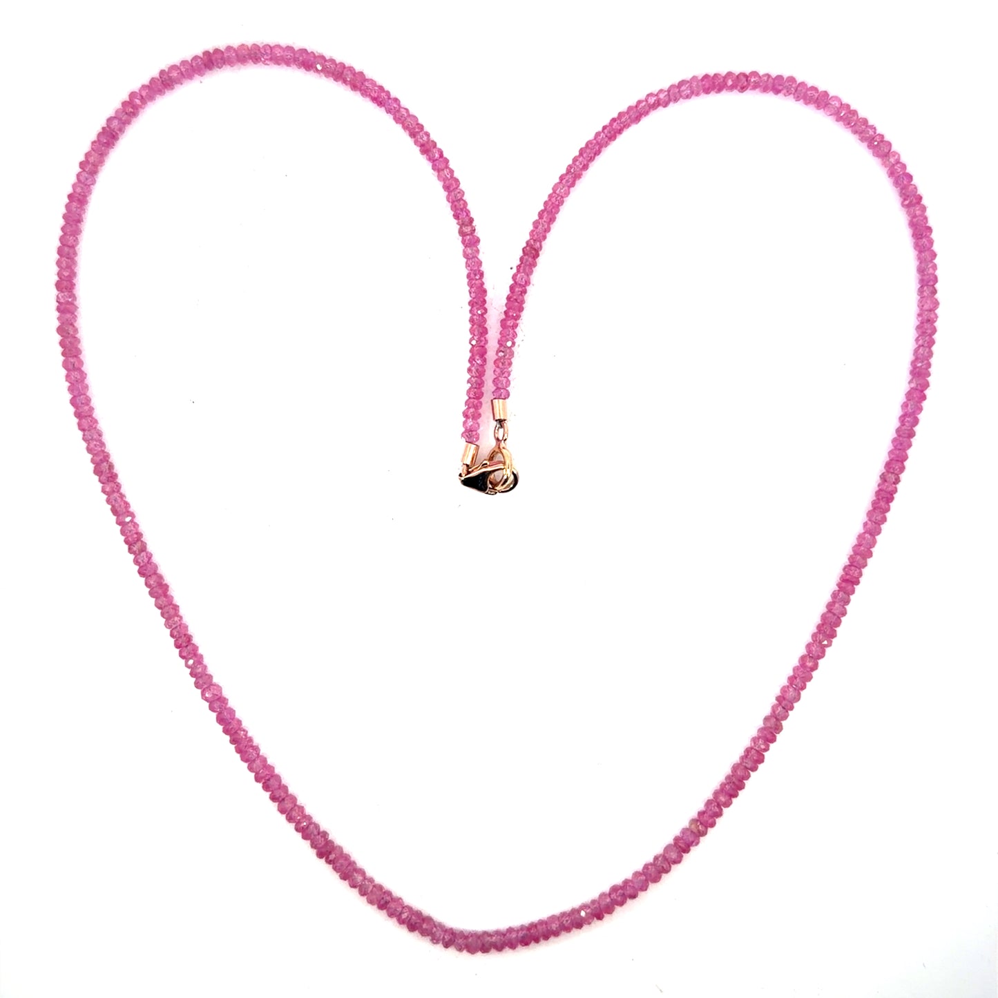 35.77ct Pink Sapphire Strand with Rose Gold Clasp