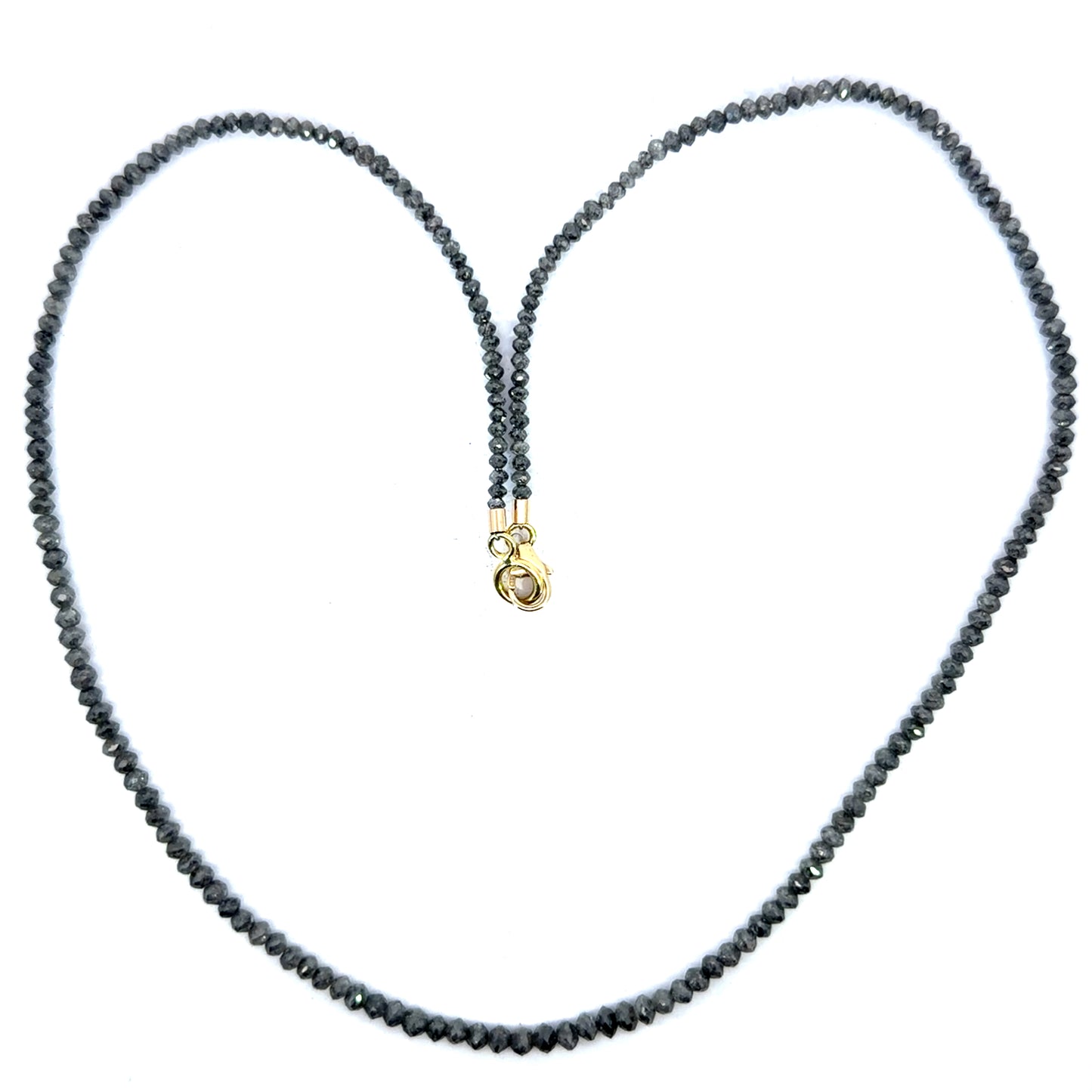 24.88ct Dark Gray Diamond Strand with Yellow Gold Clasp