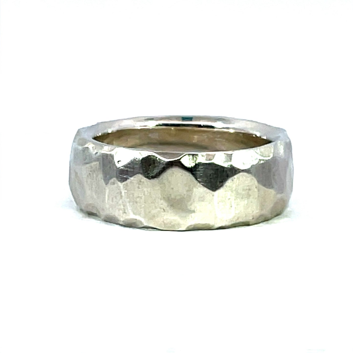 7.2mm Sterling Silver Hammered Ladies Band