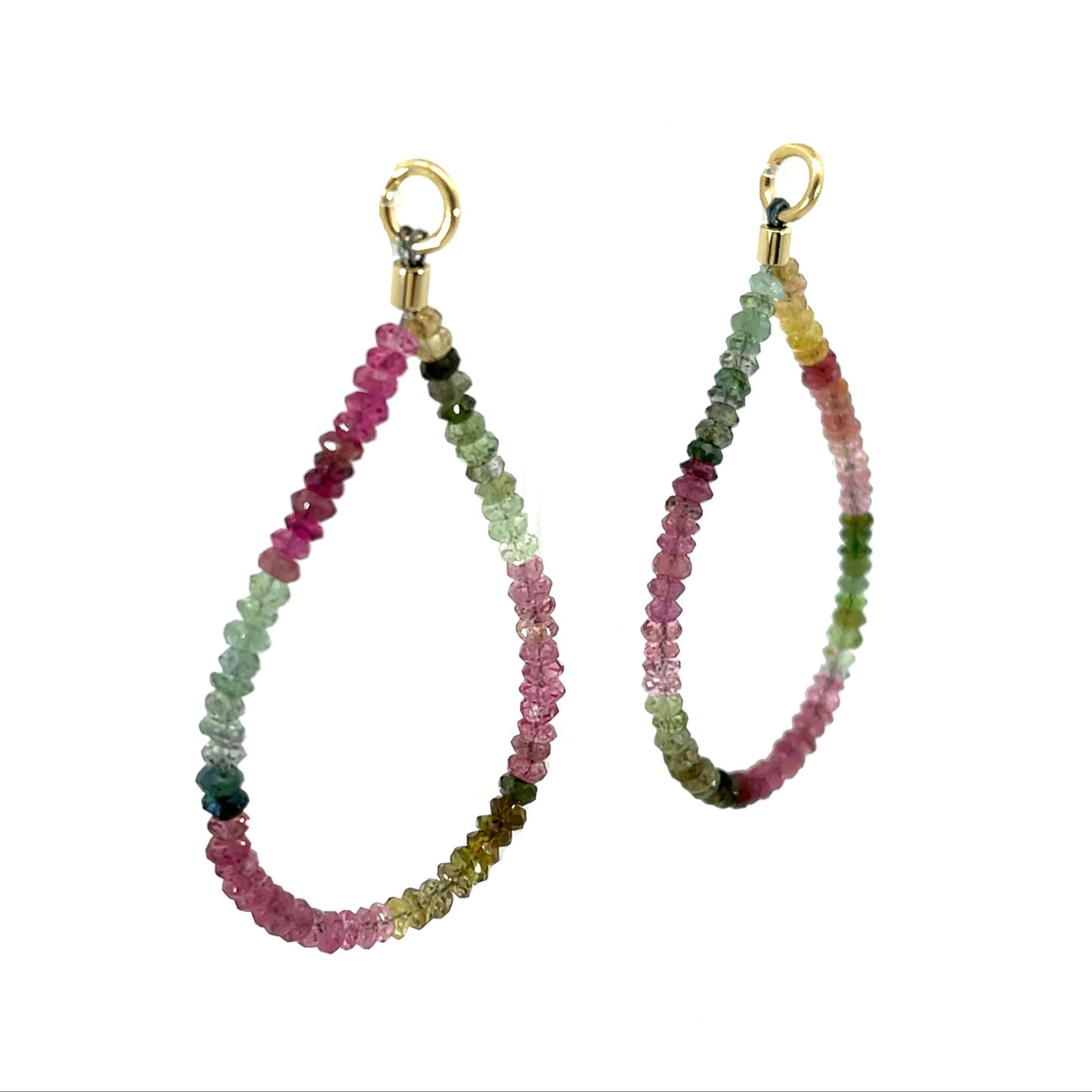 18k Yellow Gold Watermelon Tourmaline Loop Earring Jackets