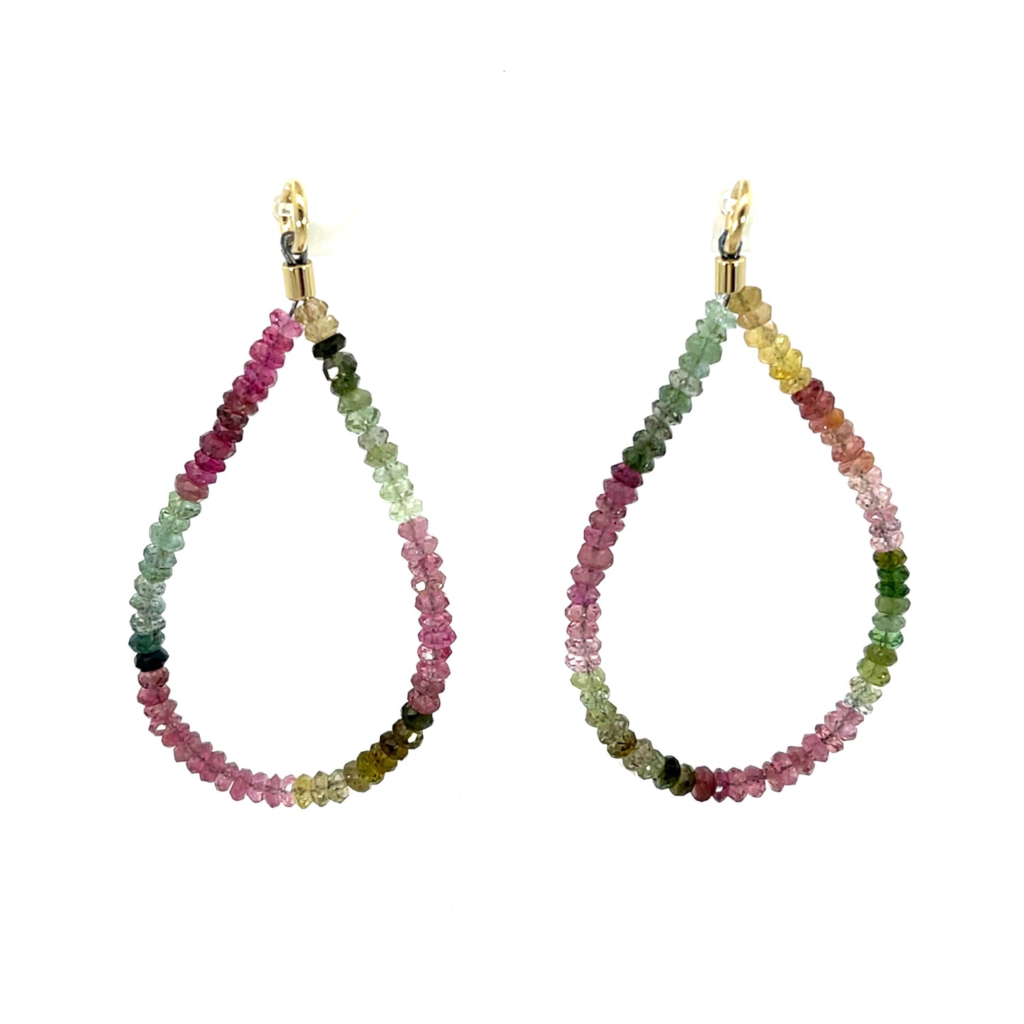 18k Yellow Gold Watermelon Tourmaline Loop Earring Jackets