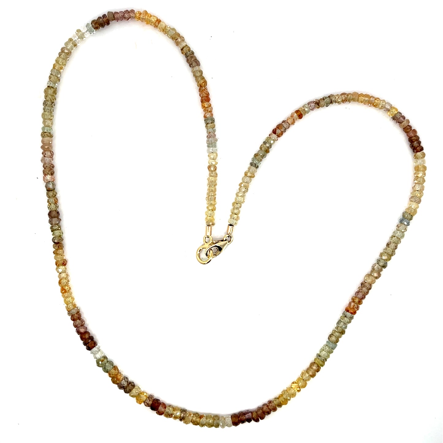 Multicolor Zircon Necklace with Yellow Gold Clasp