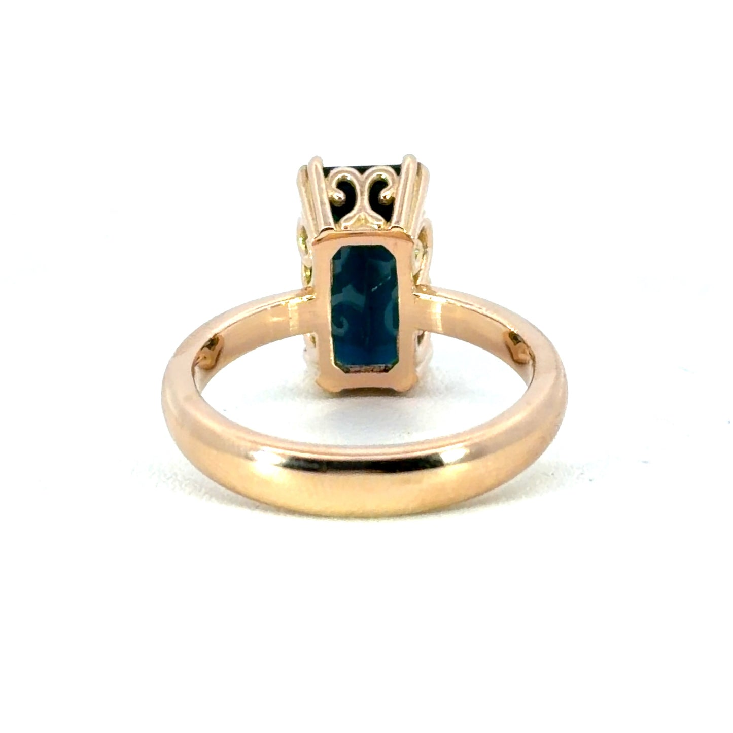 18k Rose Gold Indicolite Tourmaline Scroll Ring