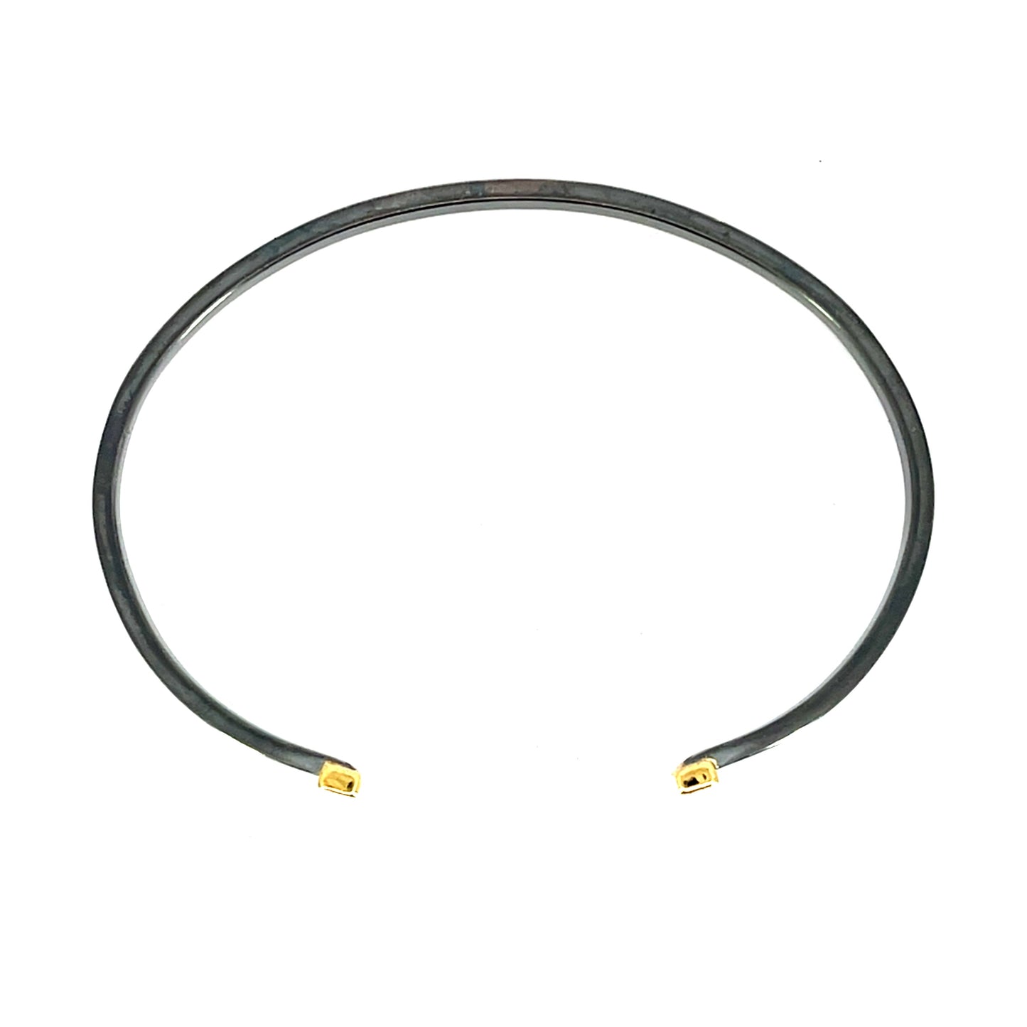 Oxidized Sterling Silver and 18k Yellow Gold Bracelet with Rainbow Gemstones