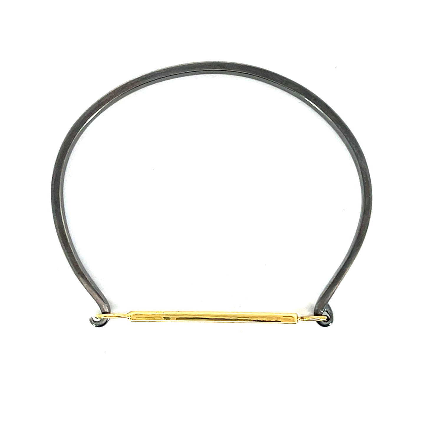 Oxidized Sterling Silver and 18k Yellow Gold Bracelet with Black Diamonds