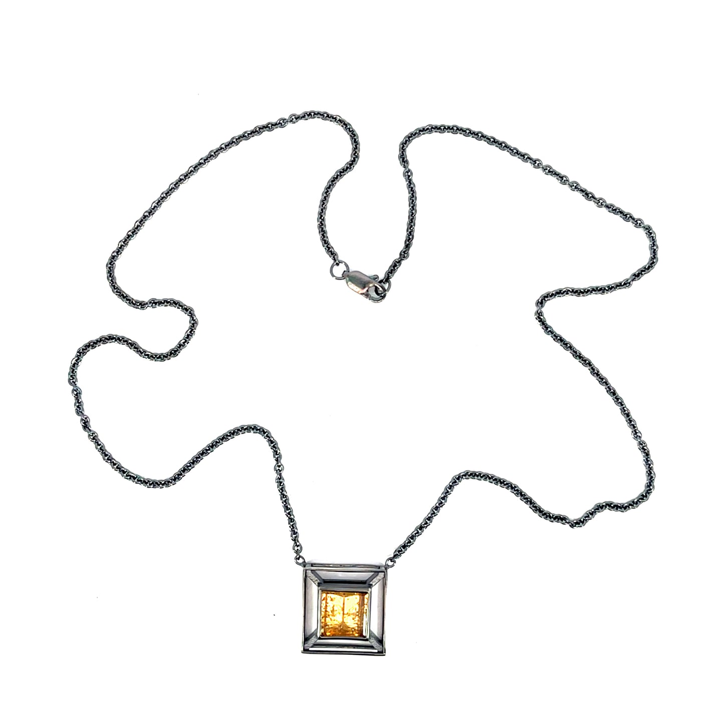 Square Straw Topaz Necklace