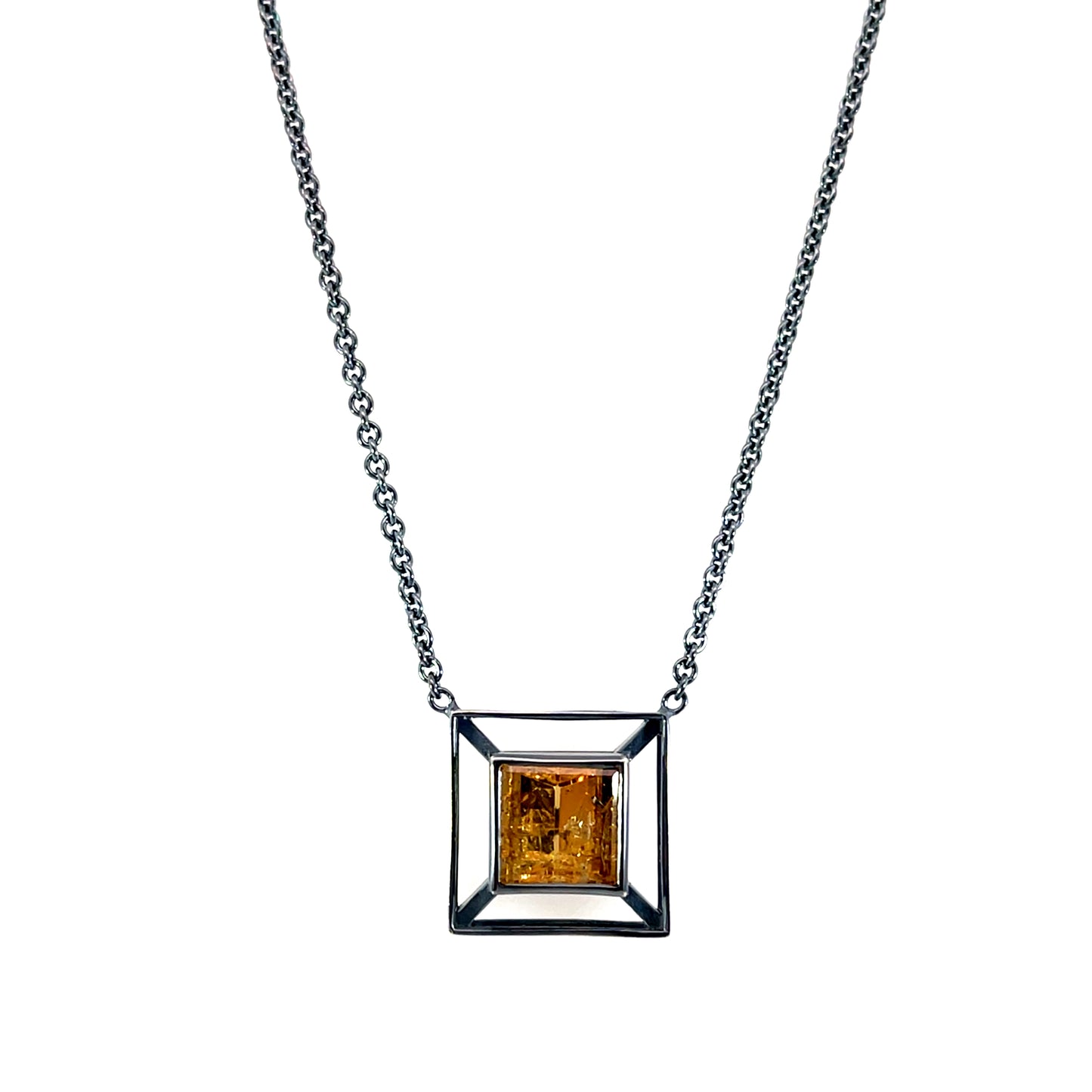 Square Straw Topaz Necklace