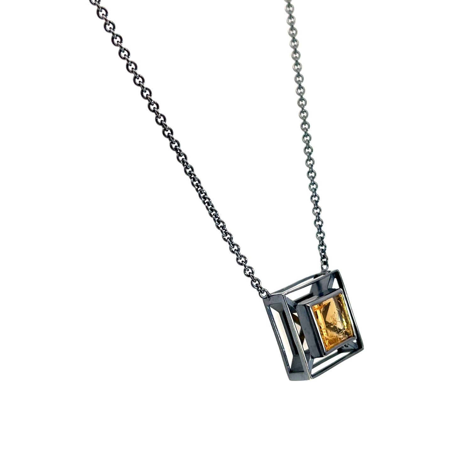 Square Straw Topaz Necklace