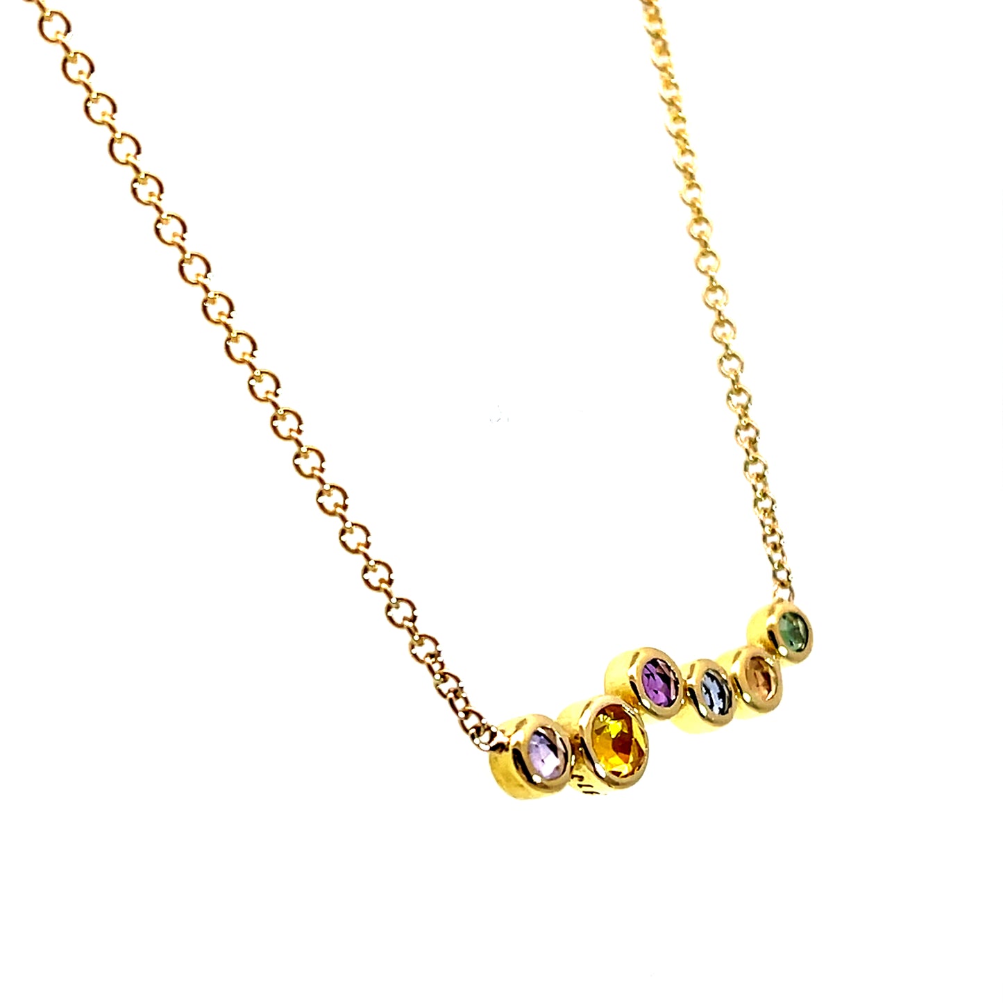 18k Yellow Gold Sapphire Bubble Bar Necklace