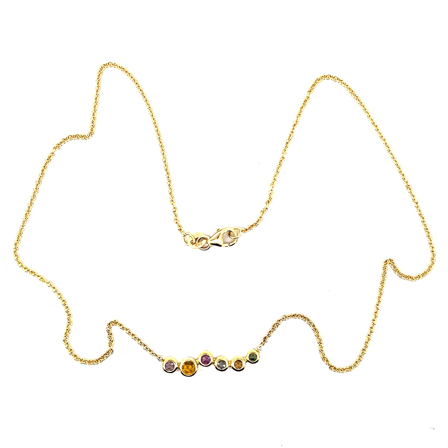 18k Yellow Gold Sapphire Bubble Bar Necklace